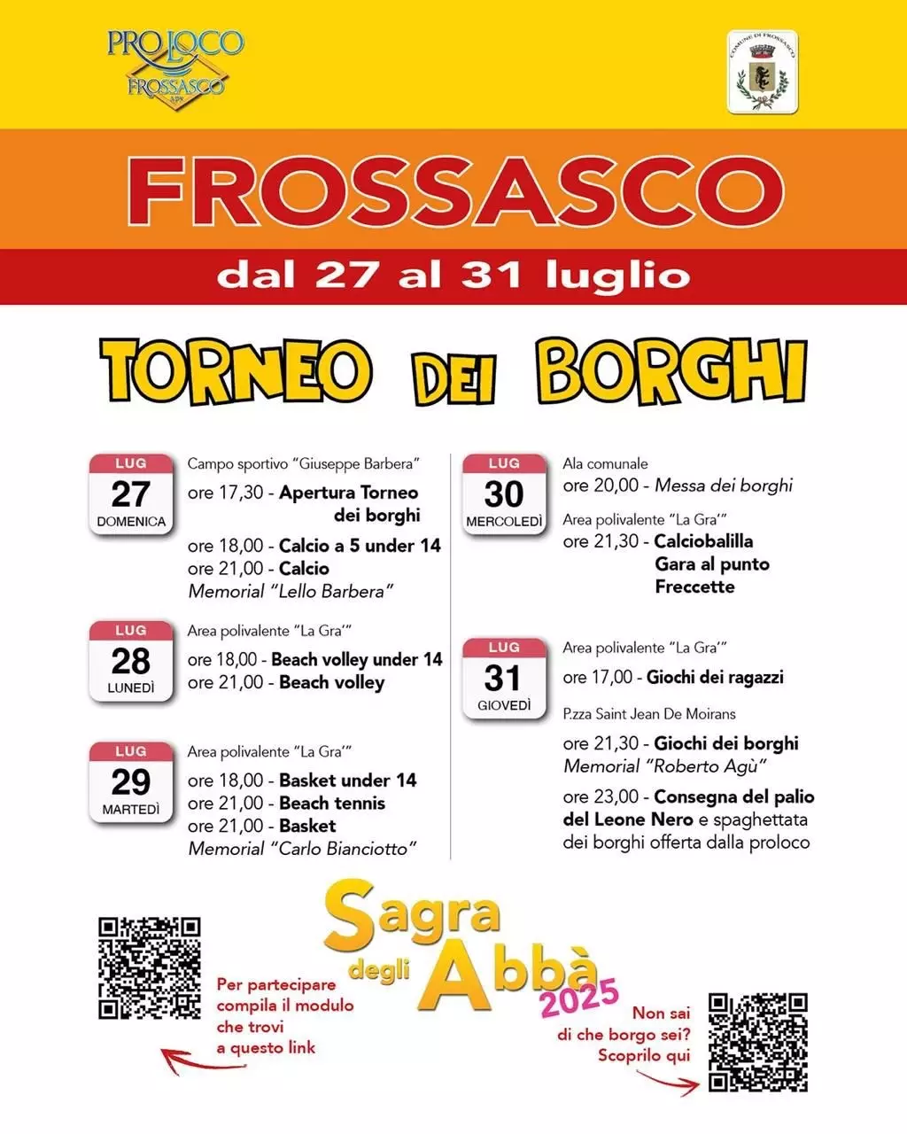 Torneo dei Borghi - dal 27 al 31 Luglio